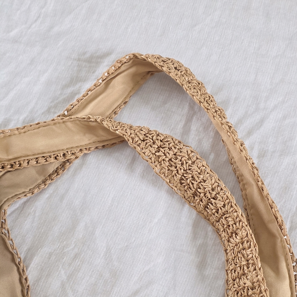 Woven Straw Tote Bag in Natural Beige - Casual Shoulder Tote - Picture 4 of 13